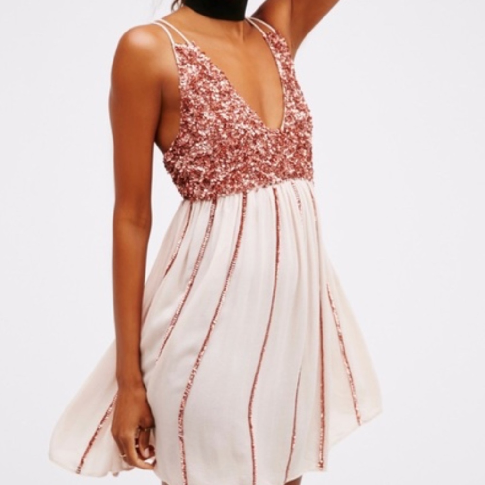 Free People Glitter Girl Pink Dress
